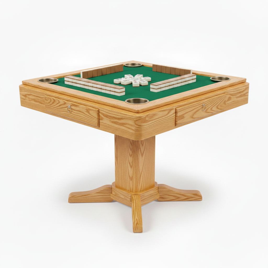 Nordic Oak Pedestal Mahjong Gaming Table